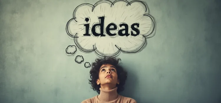 How Consciousness and Language Are Intertwined (Julian Jaynes) A person with a thought bubble with the word "ideas" over their head depicts the link between consciousness and language
