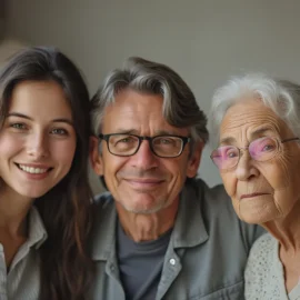 People of different ages (young woman, middle-aged man, elderly woman) illustrate various generational attitudes