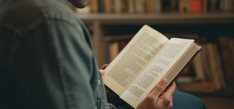 Rethinking Positive Thinking by Gabriele Oettingen (Book Overview) A man reading a book with a bookshelf in the background