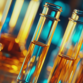 Glass test tubes in a lab that does cellular engineering