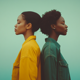 Two women standing back to back, representing the "Let Them and Let Me" theory