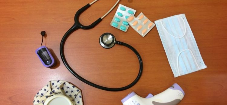 A table full of doctors' supplies that one might need if they had an autoimmune disease