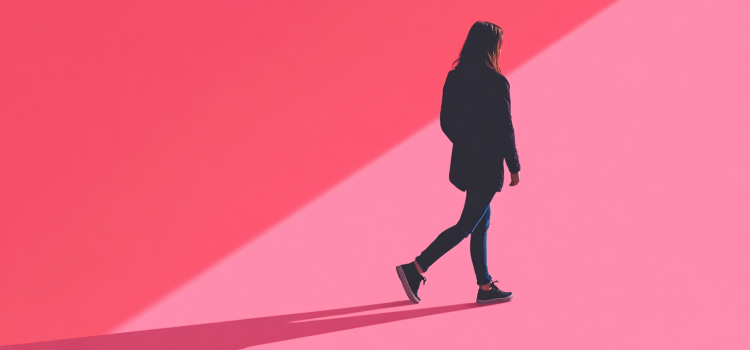 How to Use the Let Them Theory: The 2-Step Process A person walking away using the Let Them Theory against a pink background