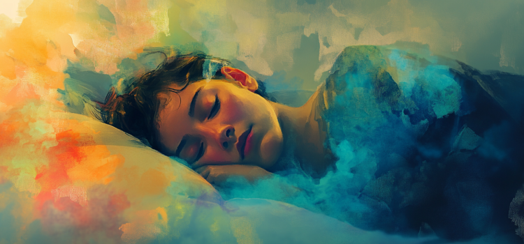 Freud: Dream Work Turns Unconscious Thoughts Into Dreams A sleeping woman surrounded by clouds illustrates dream work