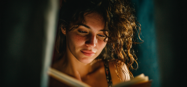 A woman reading a book