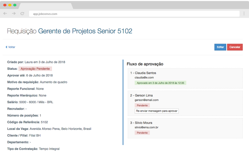 requisição de vaga