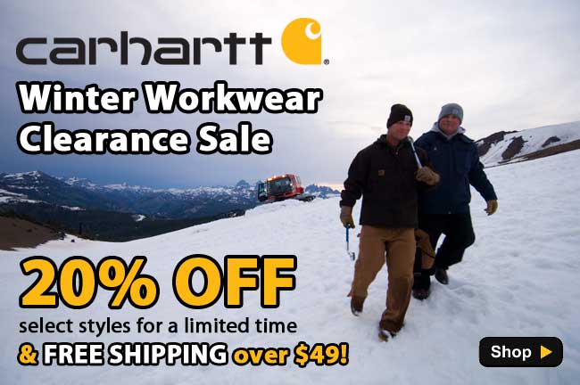 Carhartt Winter Workwear Closeout Sale20% Off Select Stylse + FREE Shipping On Orders Over $49!