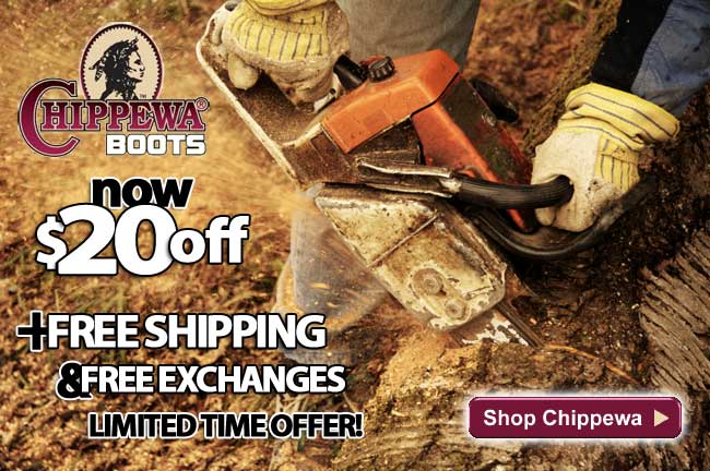 All Chippewa Boots & Shoes $20 Off + FREE Shipping & FREE Exchanges! Limited Time Offer - Order Yours Today!