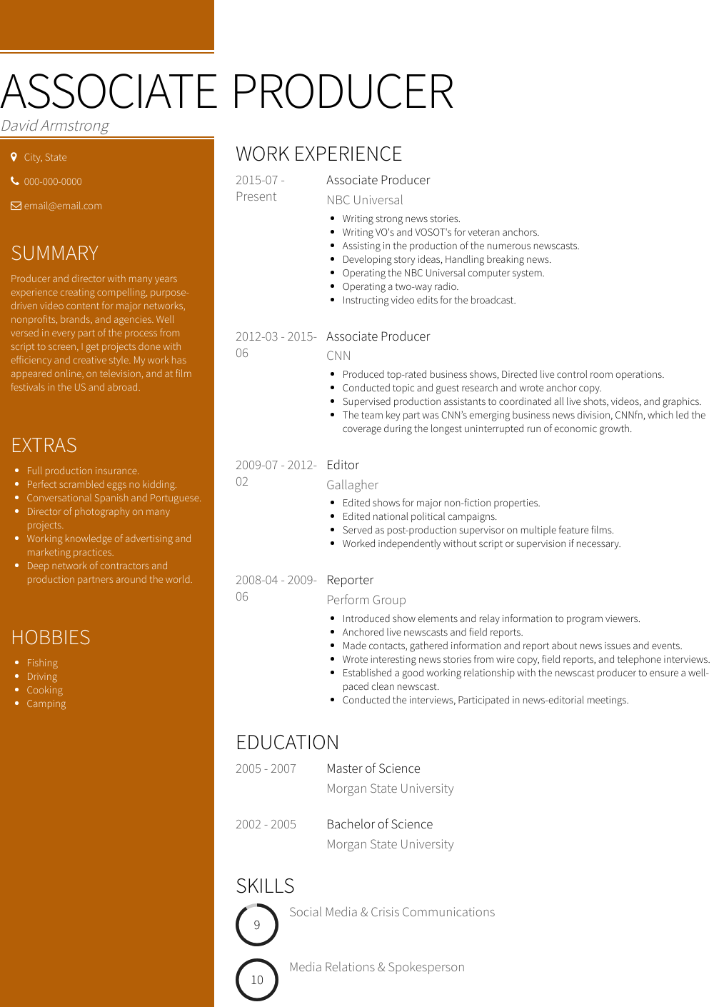 Associate Producer Resume Samples and Templates VisualCV