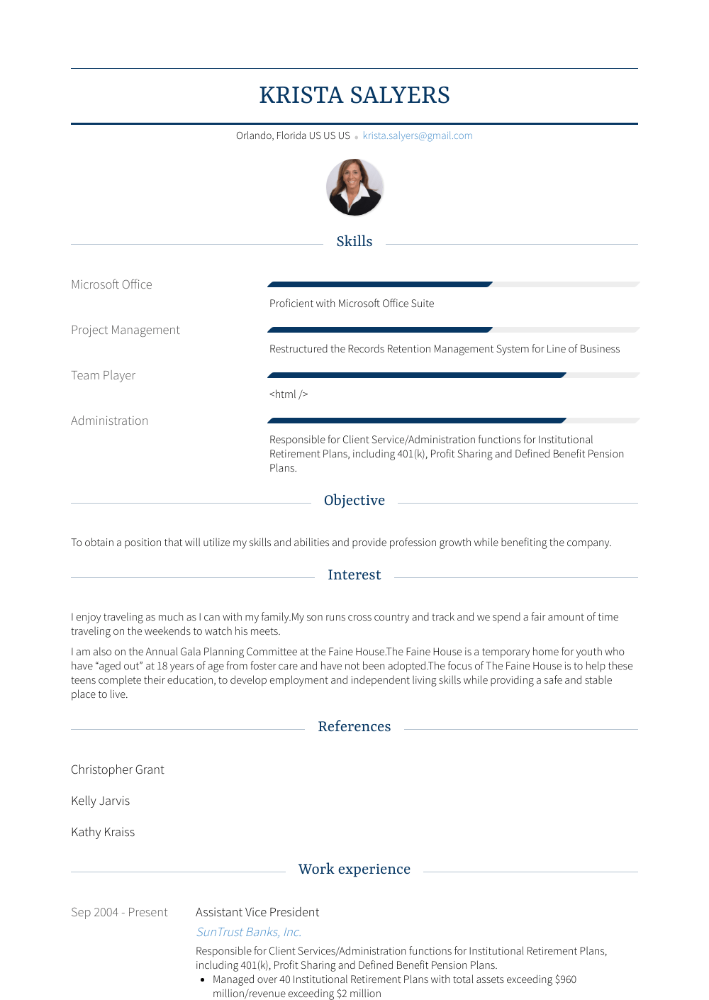 Assistant Vice President - Resume Samples and Templates | VisualCV