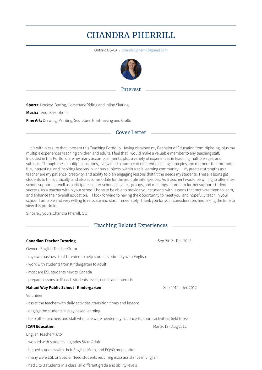 Student Teacher Resume Samples And Templates VisualCV