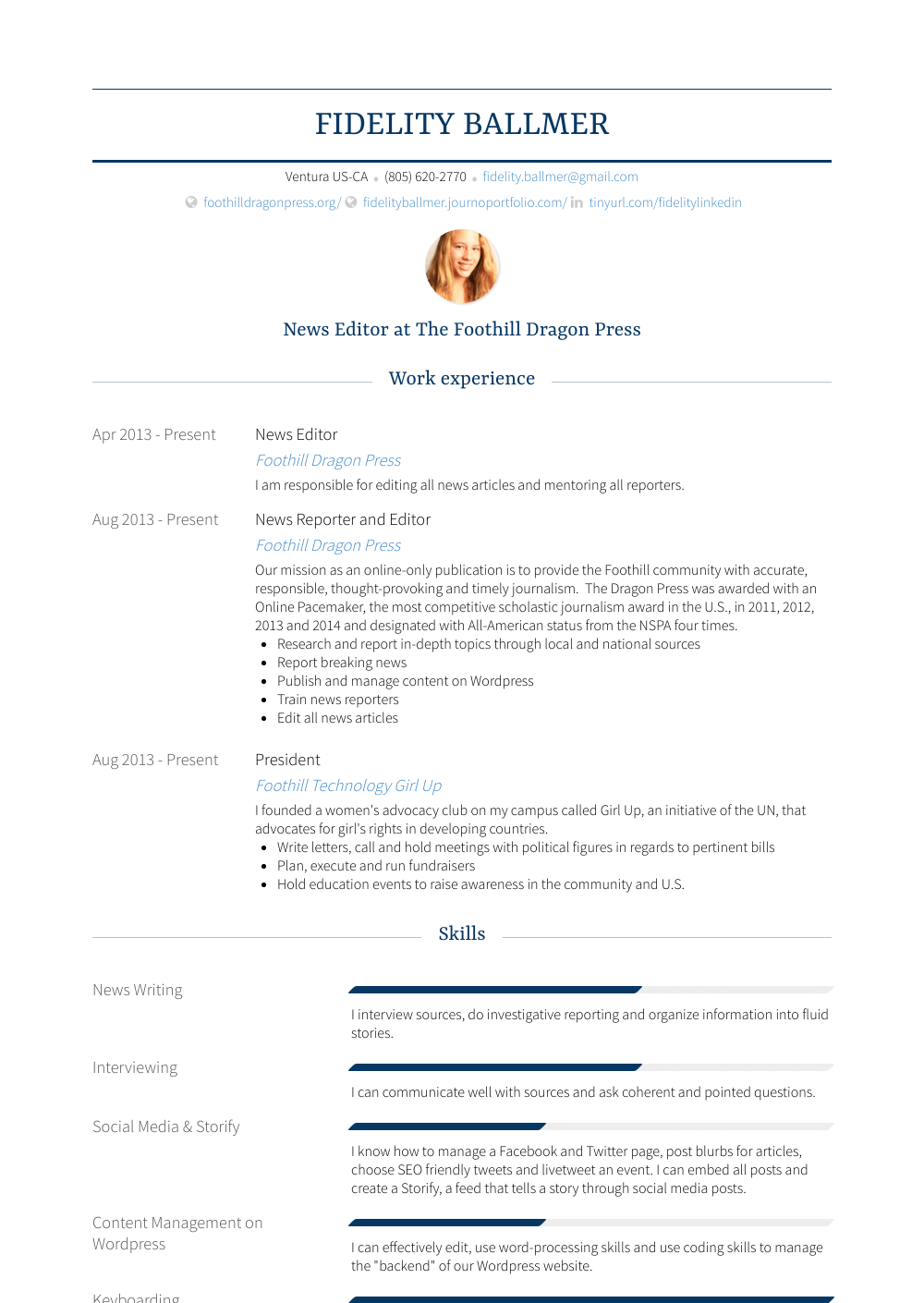 news video editor resume