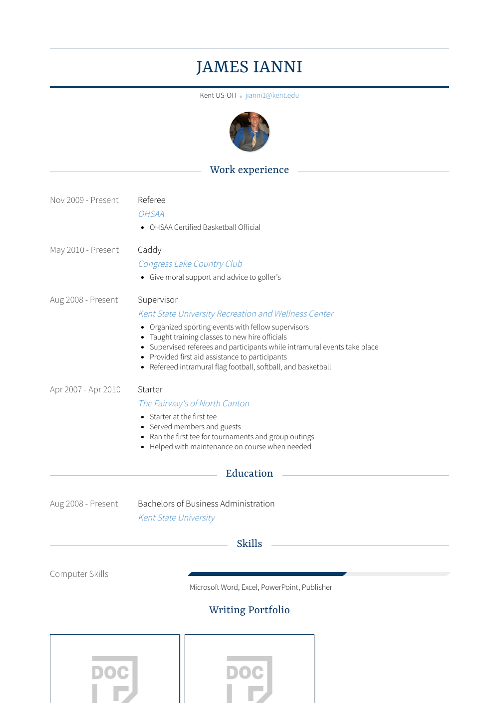 Referee Resume Samples and Templates VisualCV