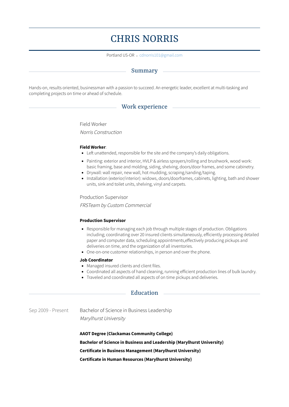 Field Worker Resume Samples and Templates VisualCV