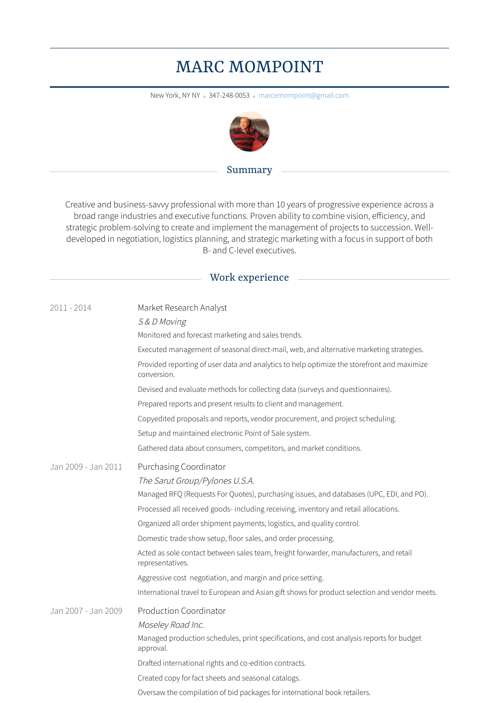 market research analyst resume