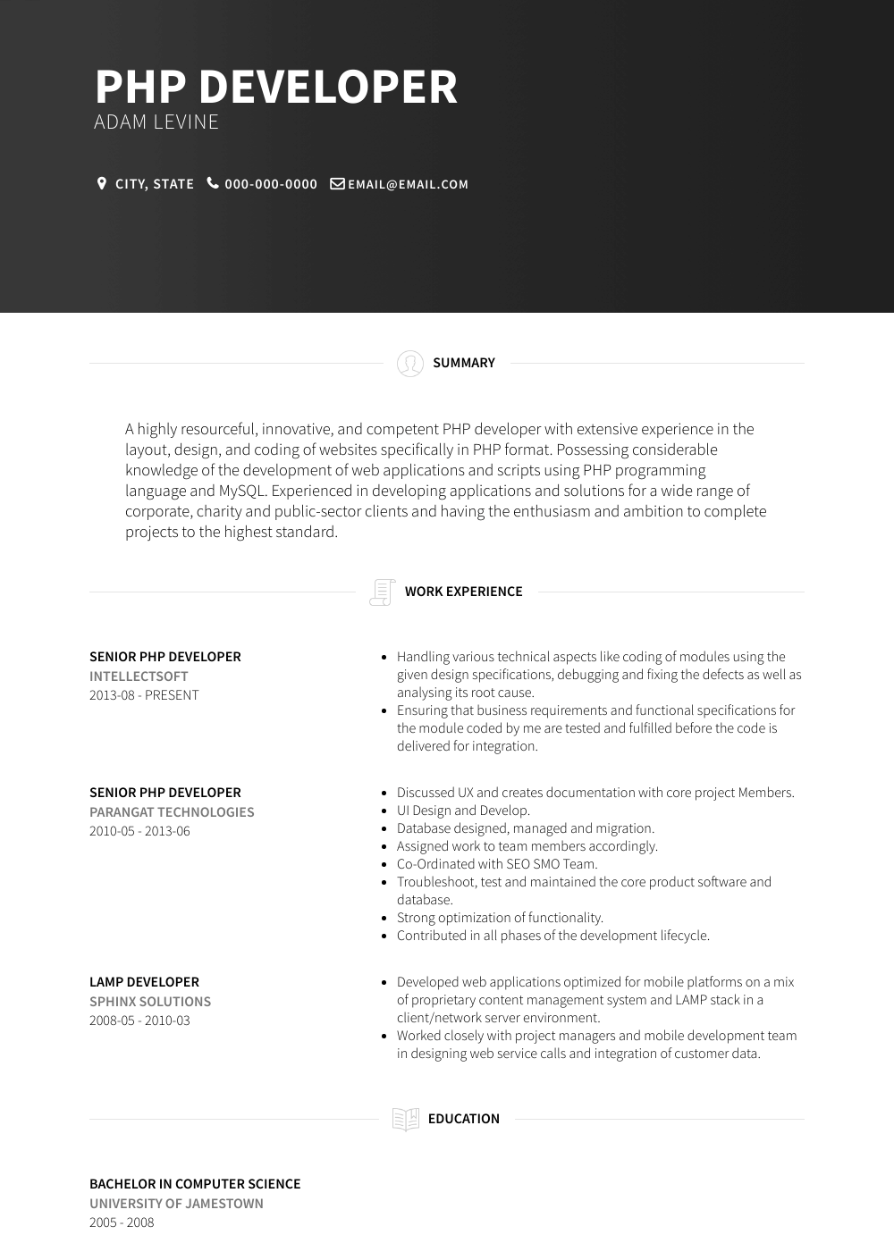 php developer resume samples and templates visualcv php developer resume sample