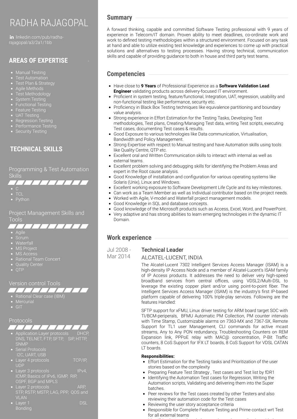Technical Leader Resume Samples and Templates VisualCV