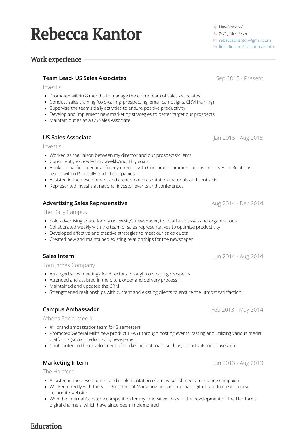 Team Lead Us Sales Associates. View Sample