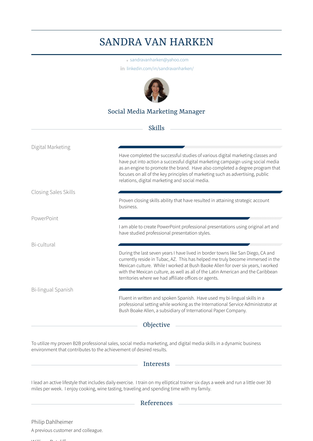 Sales Representative - Resume Samples and Templates | VisualCV