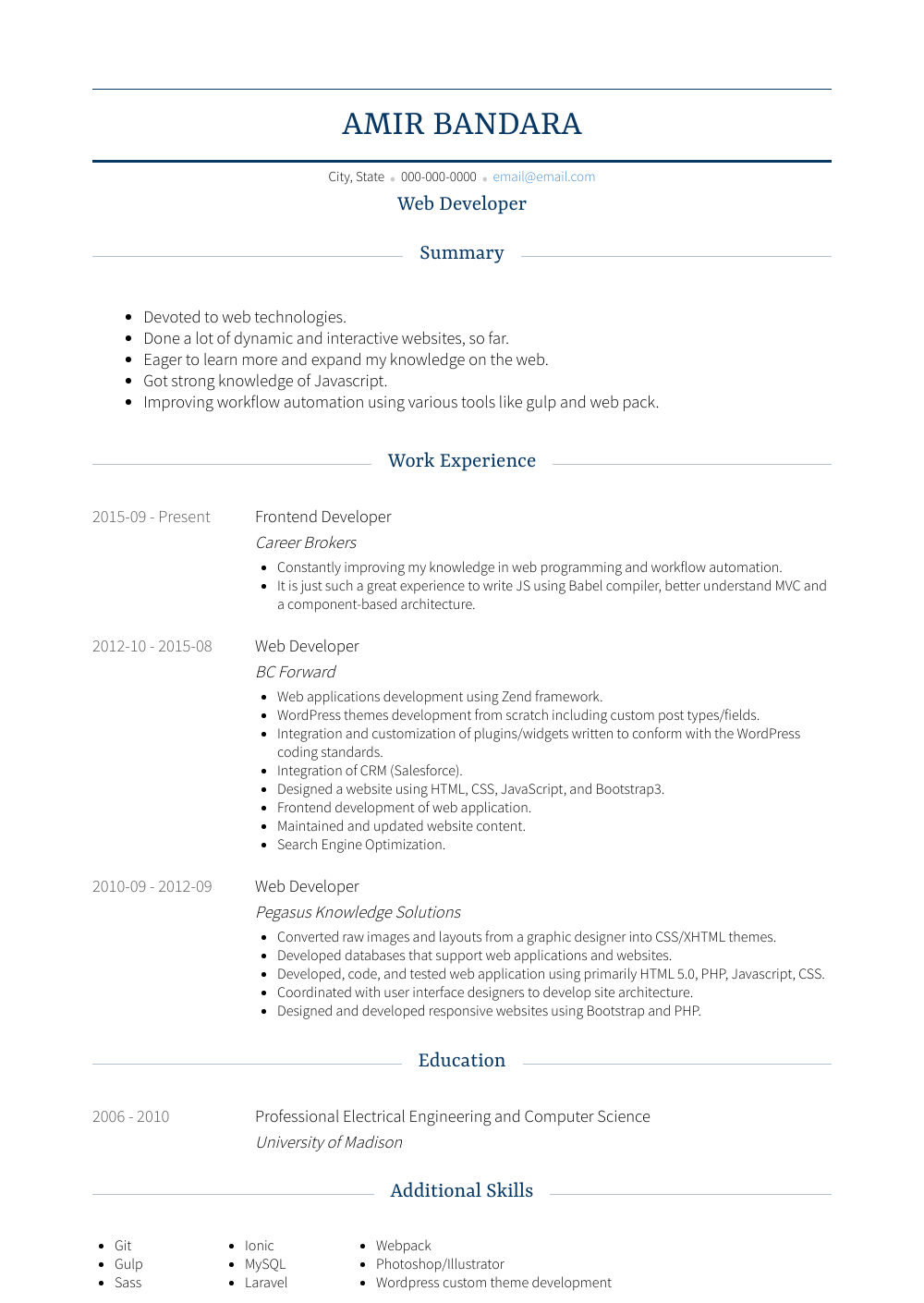 developer cv andone brianstern co developer cv