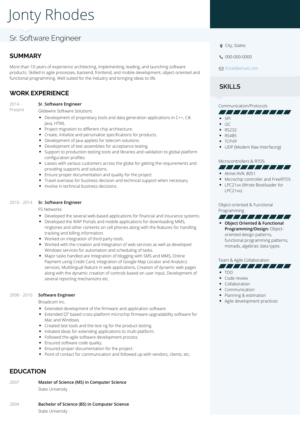 Free Real Professional Resume Samples | VisualCV