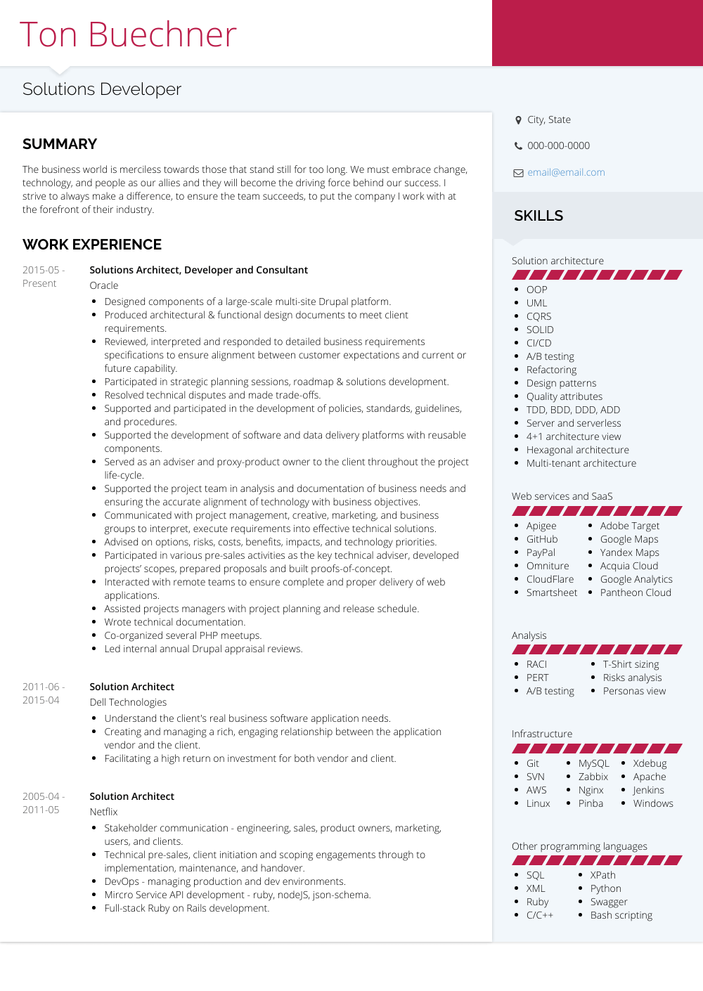 solution architect resume samples