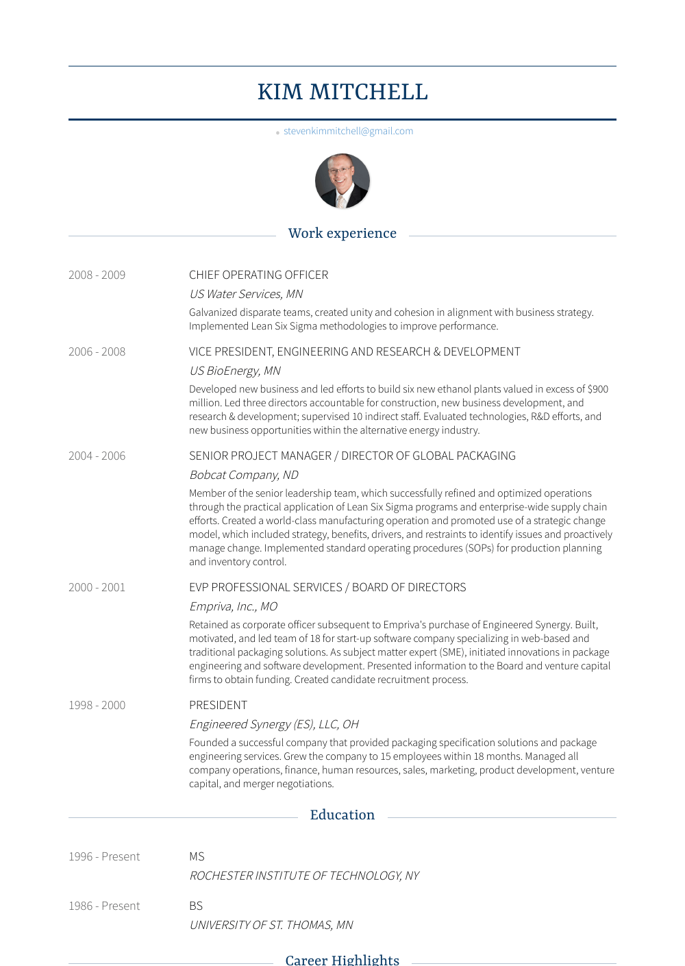 Chief Operating Officer Resume - Stevenkimmitchell 