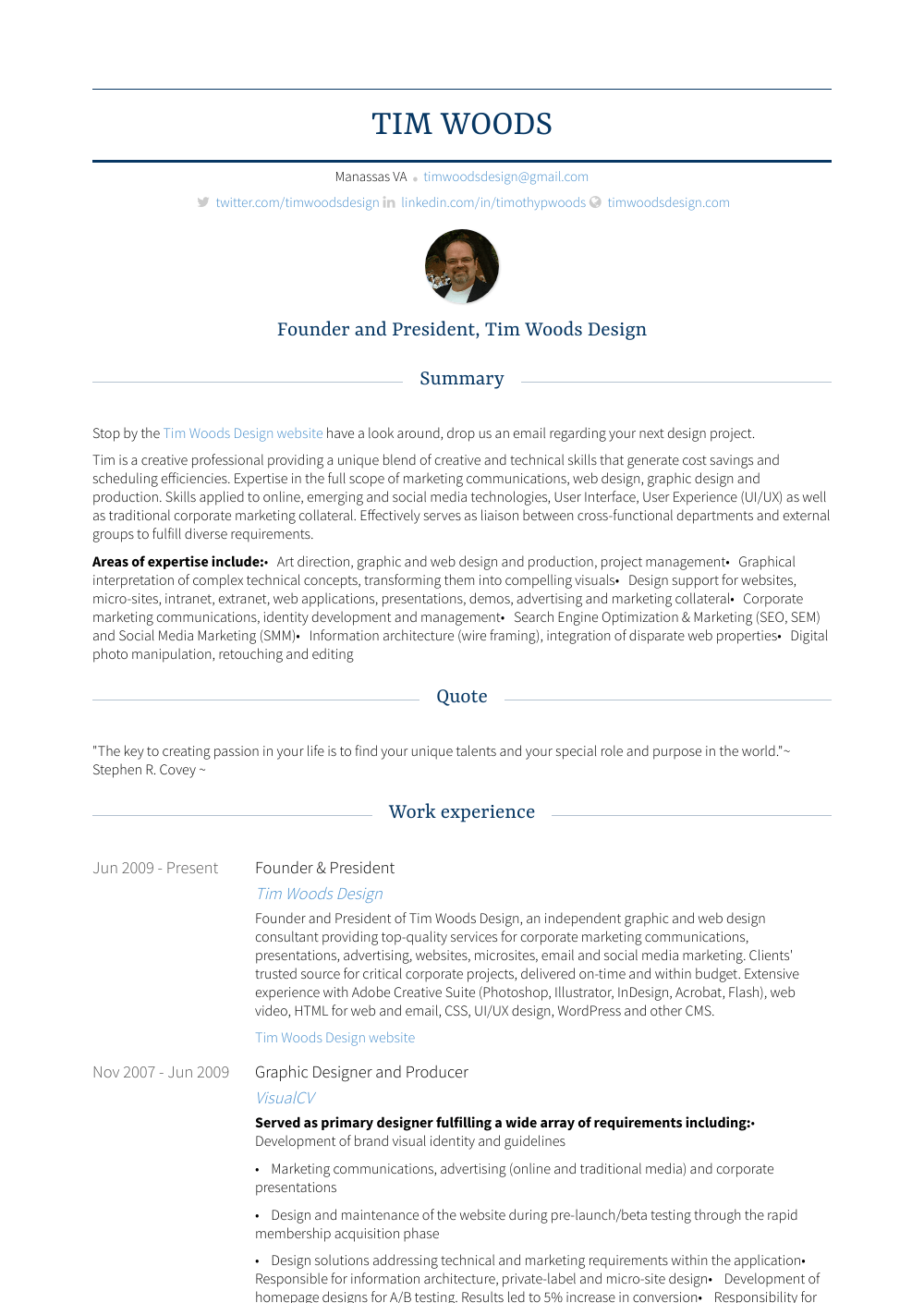 Founder & President Resume Samples and Templates VisualCV