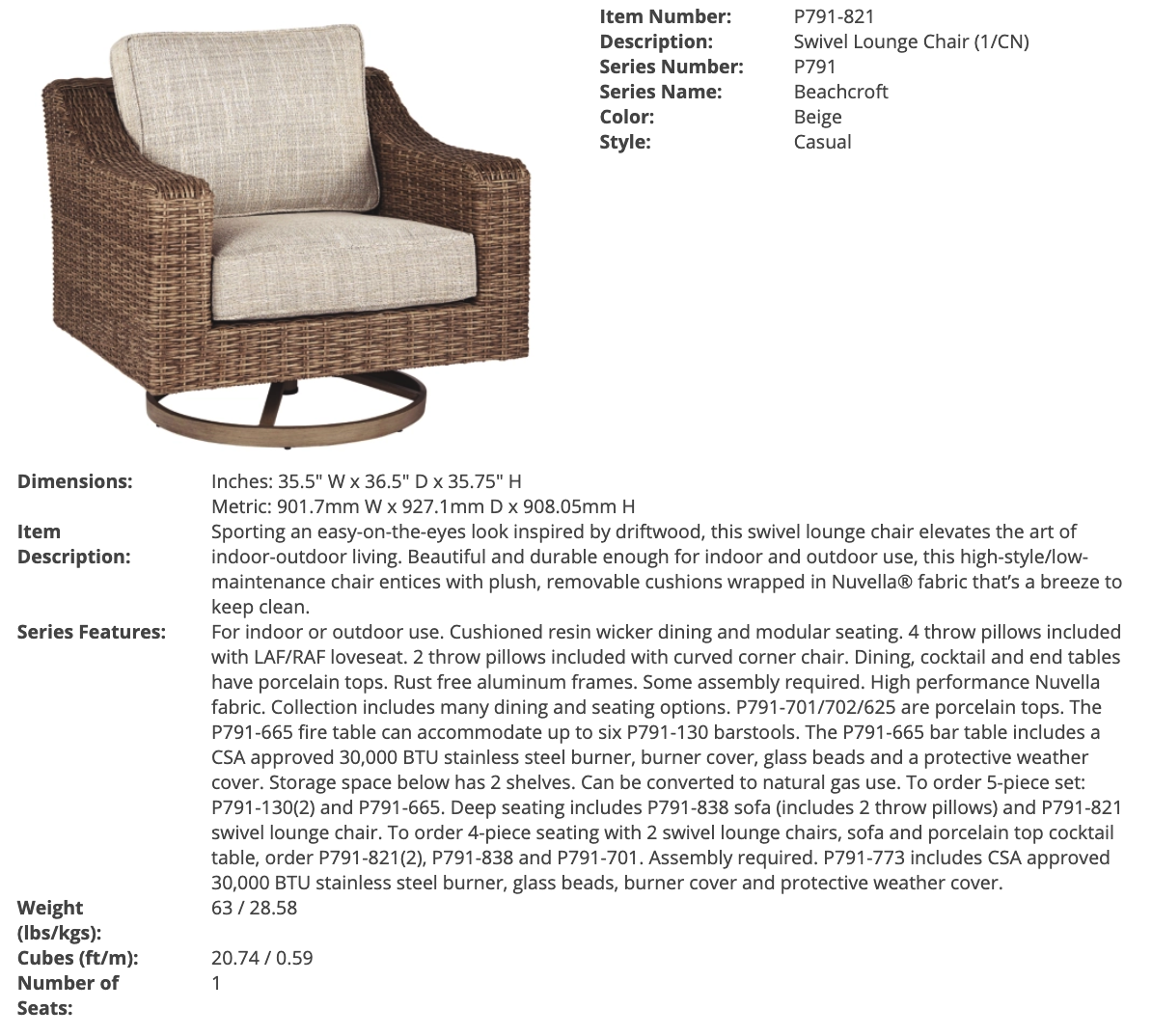 Beachcroft Swivel Lounge Chair Home and Recreation