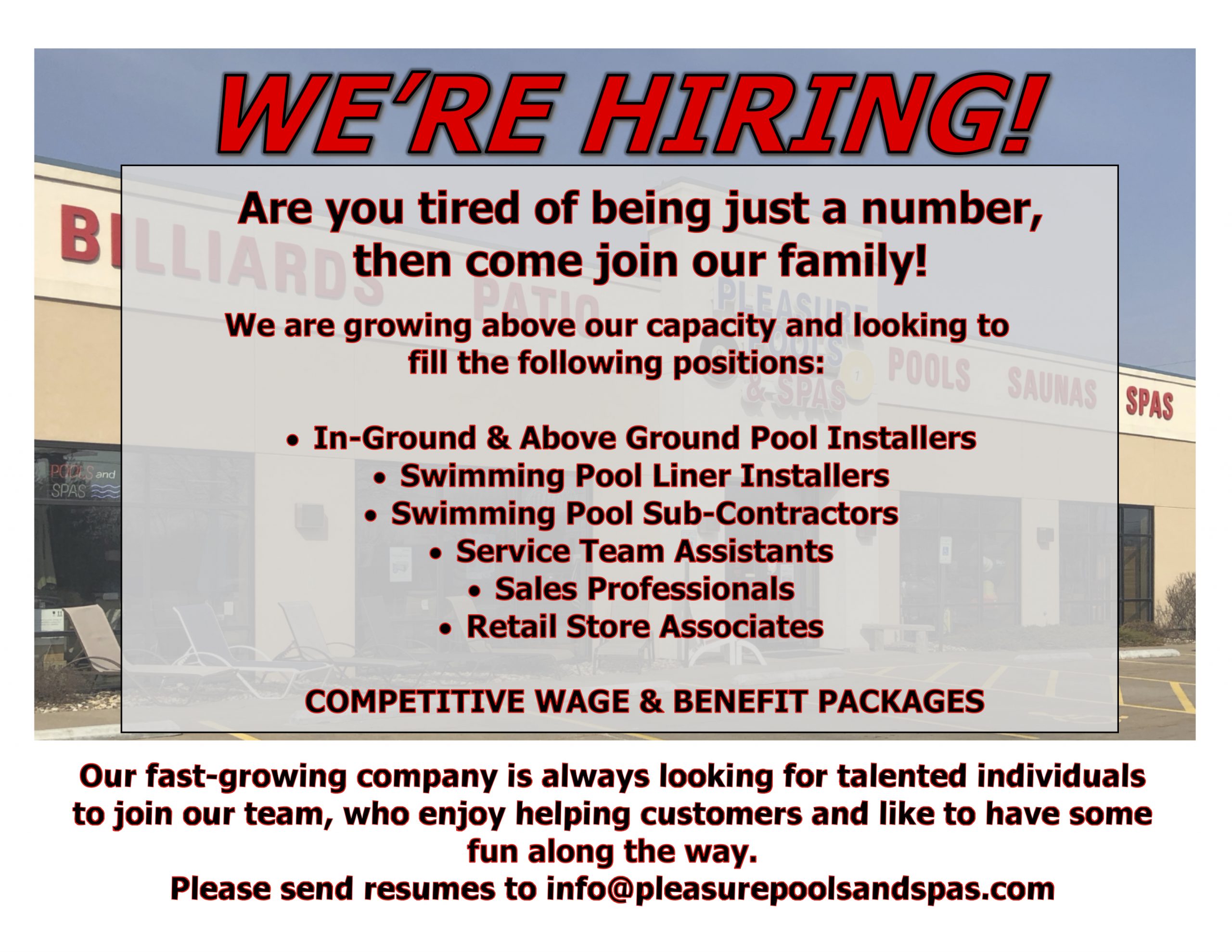 Employment Pleasure Pools & Spas