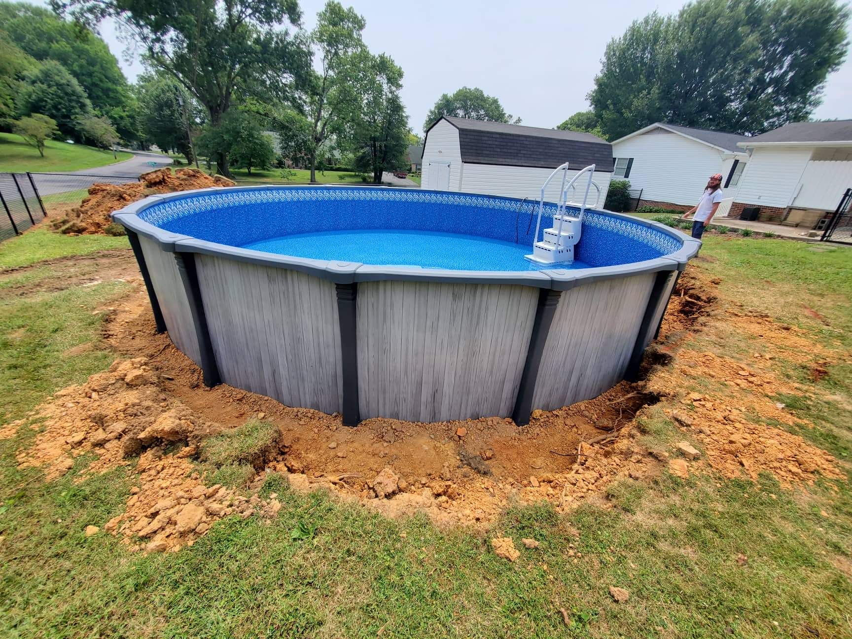inflatable pool on slope