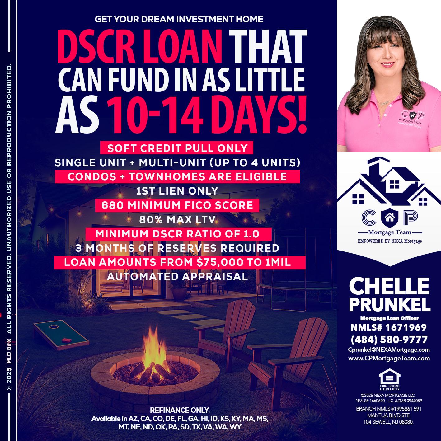 DSCR LOAN - Chelle Prunkel -Senior Mortgage Loan Officer
