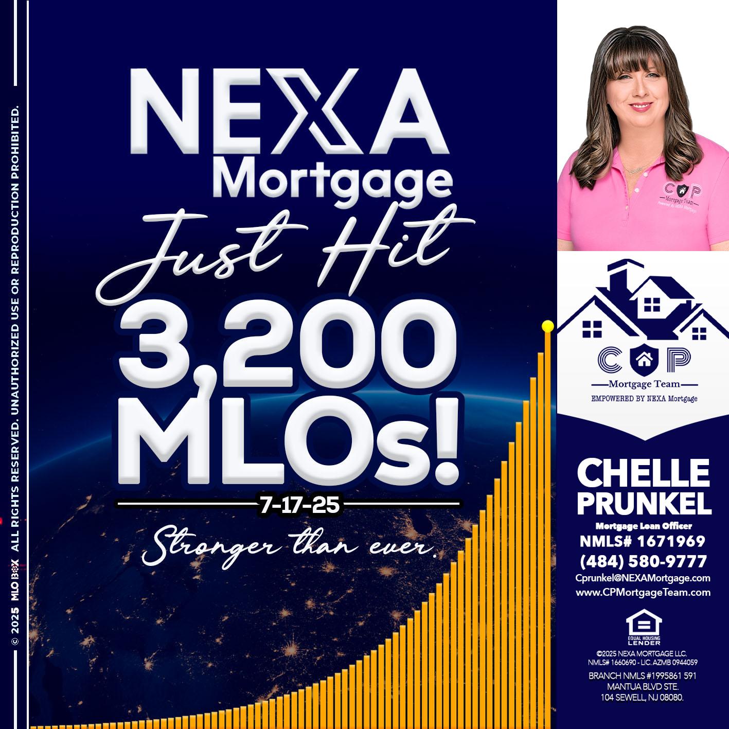 JUST HIT 3,200 MLOs - Chelle Prunkel -Senior Mortgage Loan Officer