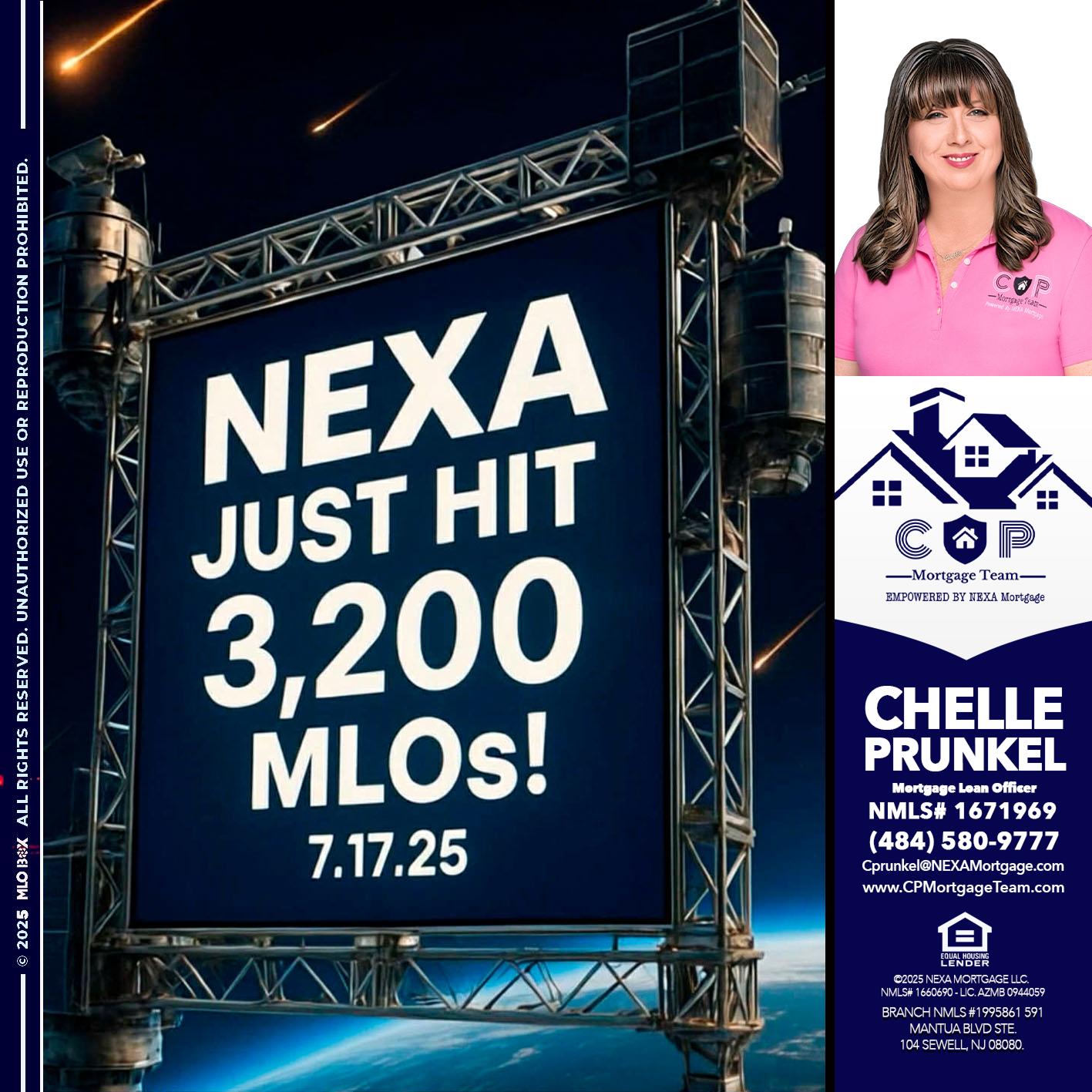 NEXA JUST HIT 3,200 - Chelle Prunkel -Senior Mortgage Loan Officer