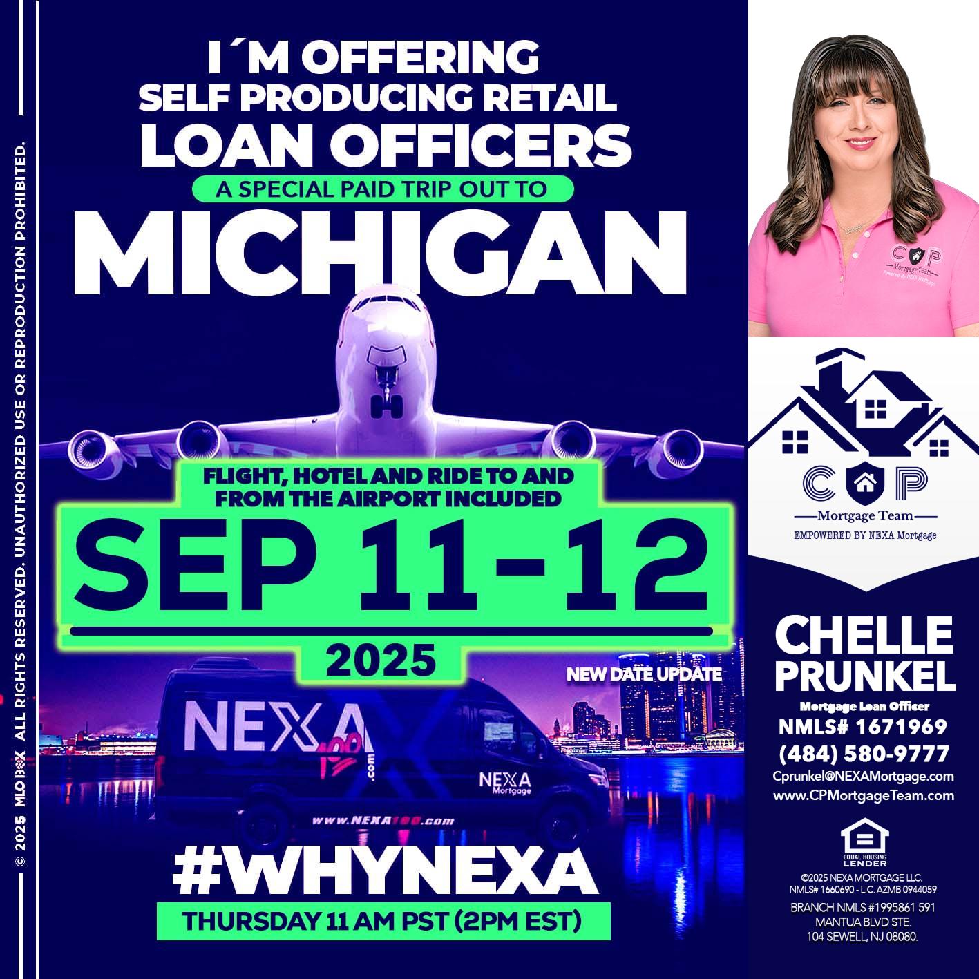 michigan sep 11-12 - Chelle Prunkel -Senior Mortgage Loan Officer