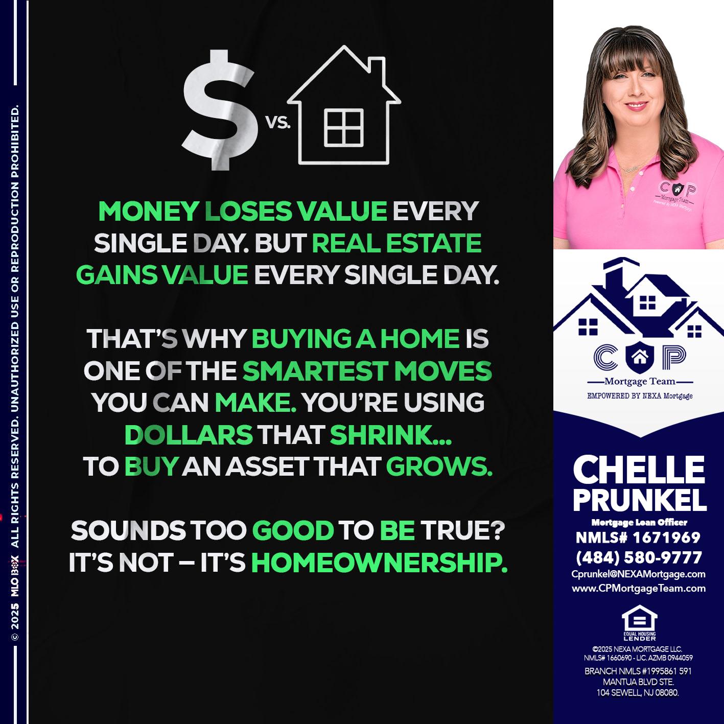 MONEY LOSES VALUE - Chelle Prunkel -Senior Mortgage Loan Officer