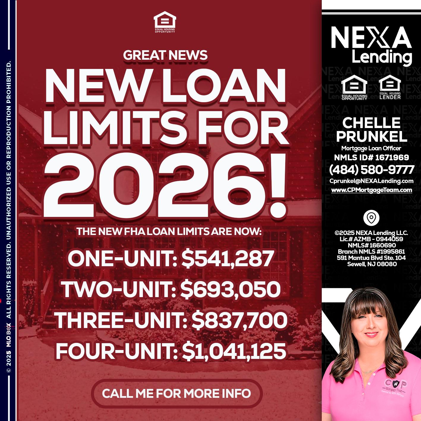 loan limits - Chelle Prunkel -Senior Mortgage Loan Officer