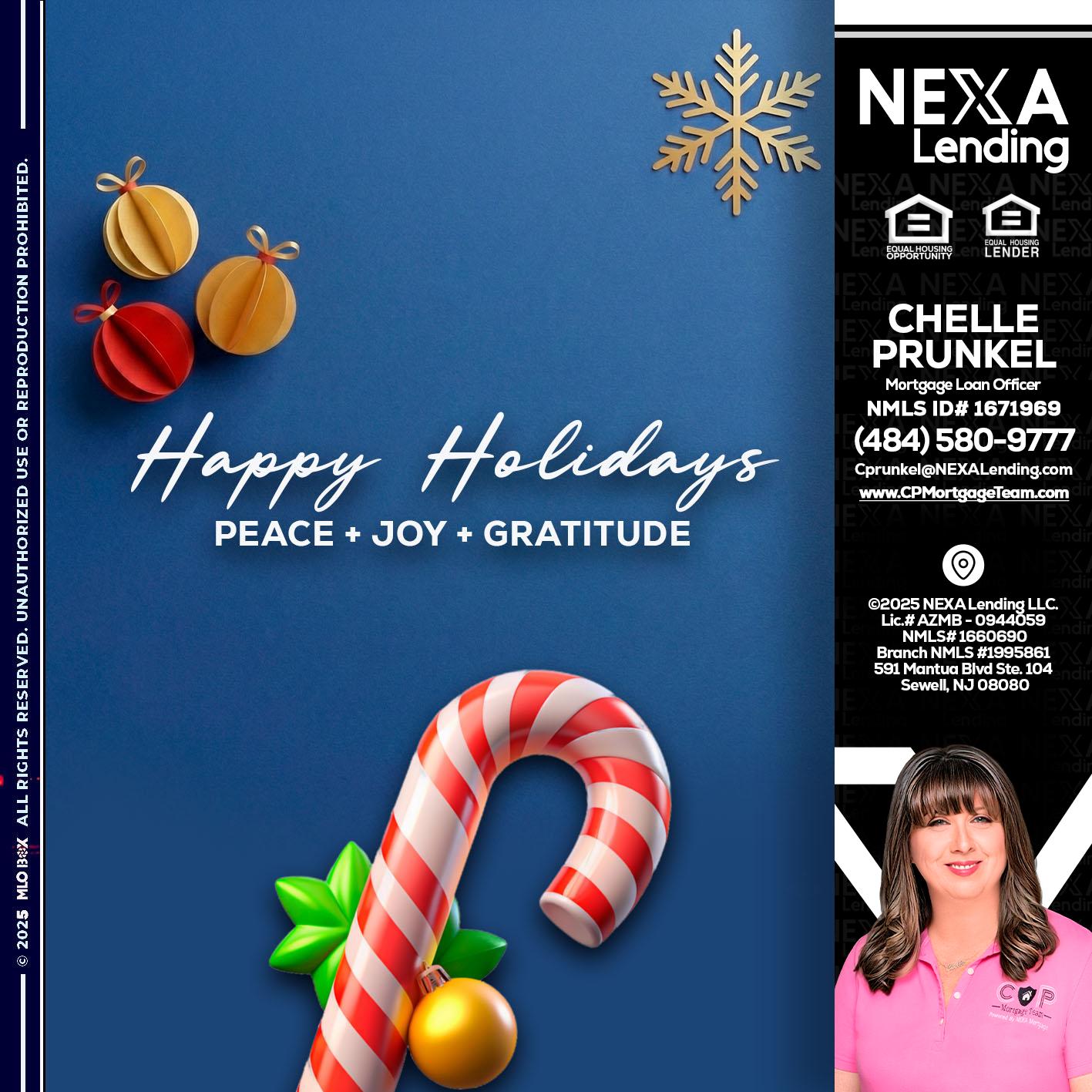 HAPPY HOLIDAYS - Chelle Prunkel -Senior Mortgage Loan Officer