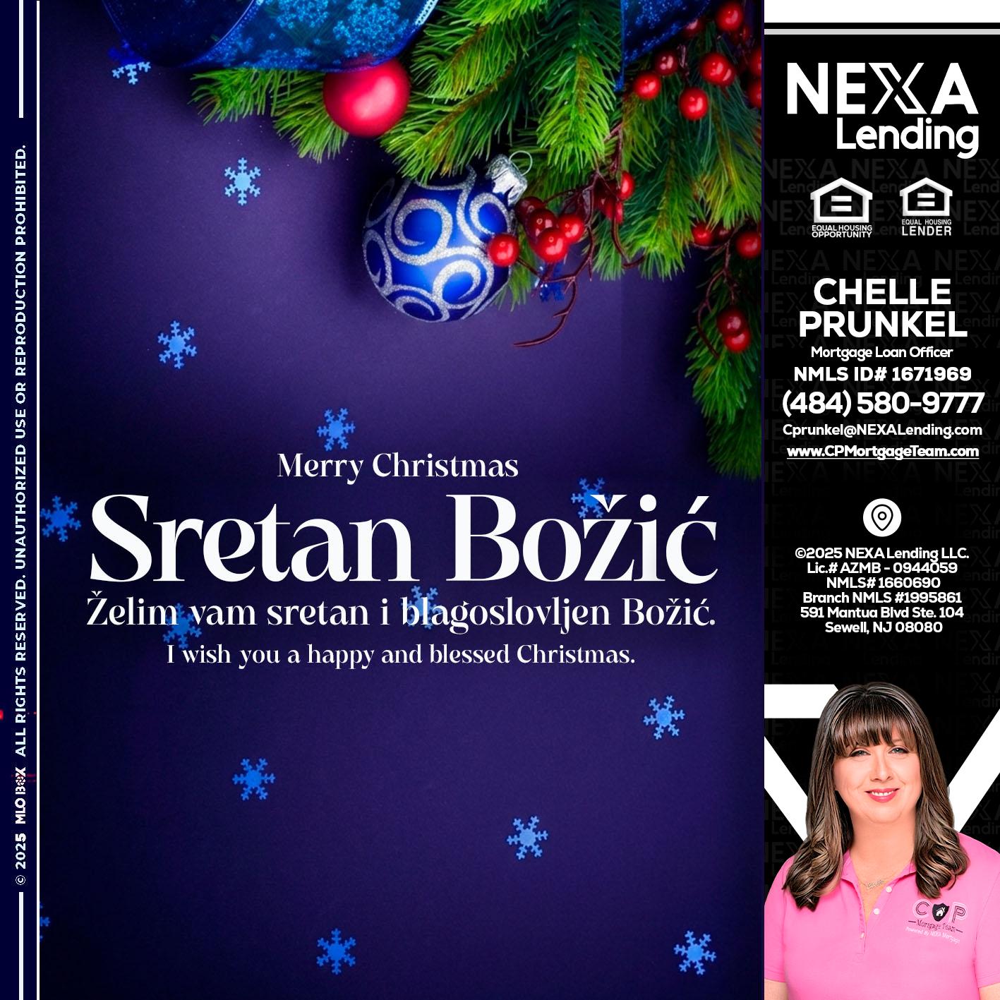 Sretan Božić - Chelle Prunkel -Senior Mortgage Loan Officer