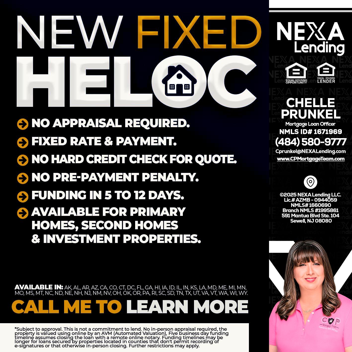 HELOC - Chelle Prunkel -Senior Mortgage Loan Officer