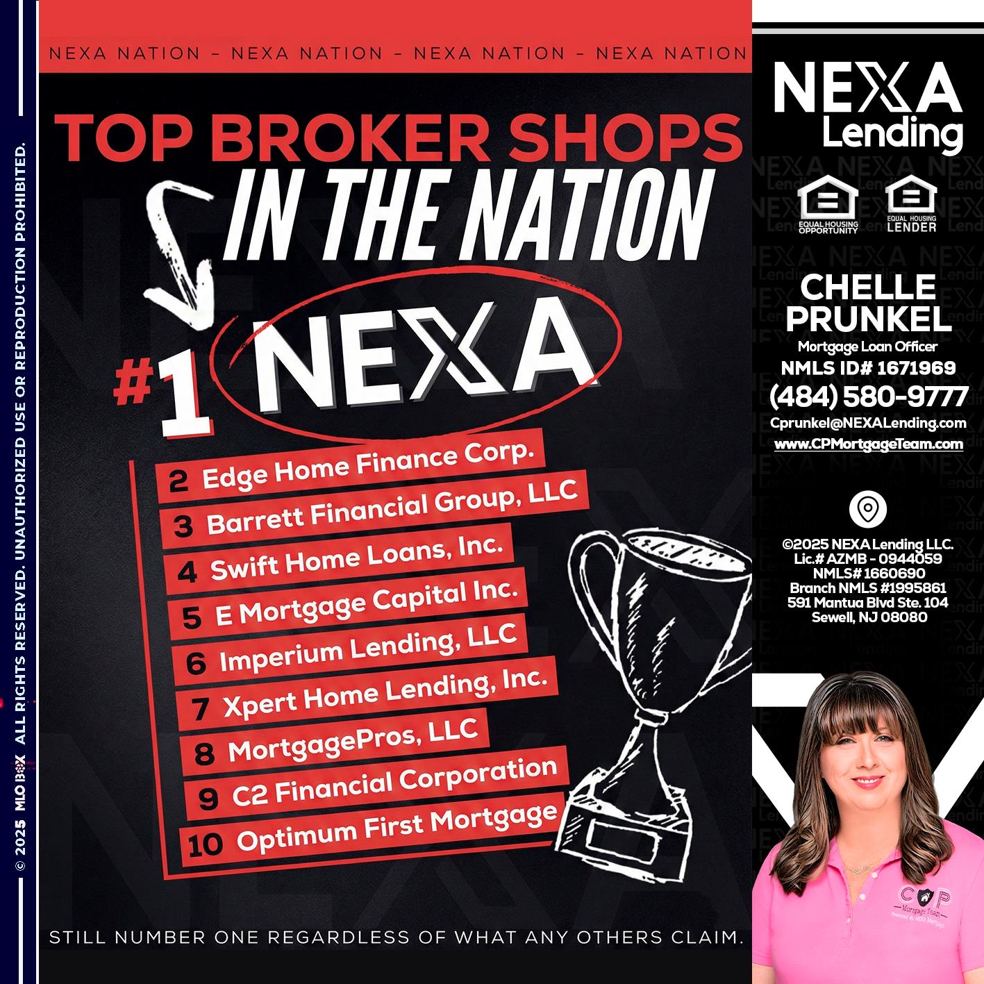 top broker - Chelle Prunkel -Senior Mortgage Loan Officer