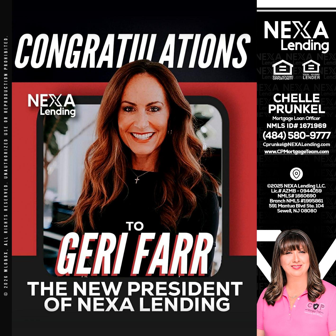 CONGRATULATIONS - Chelle Prunkel -Senior Mortgage Loan Officer