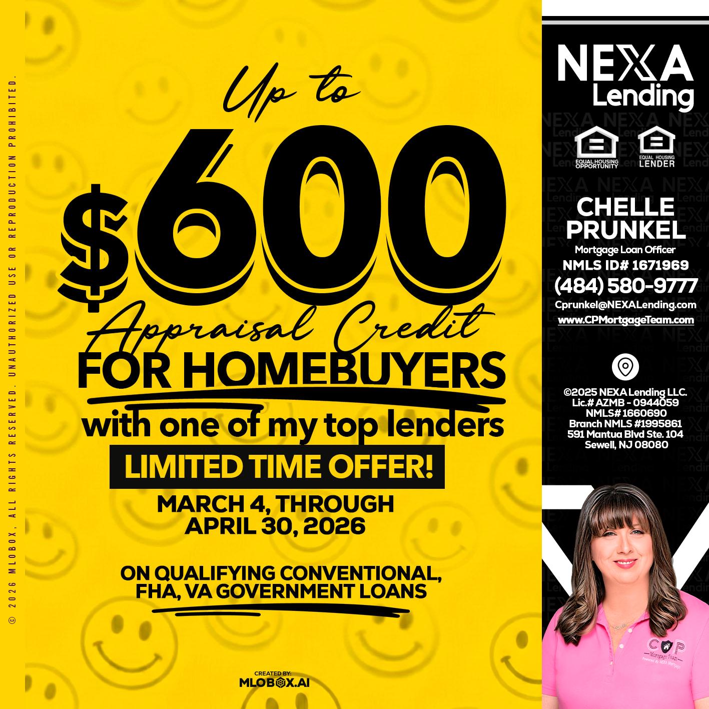 UP TO 600 - Chelle Prunkel -Senior Mortgage Loan Officer