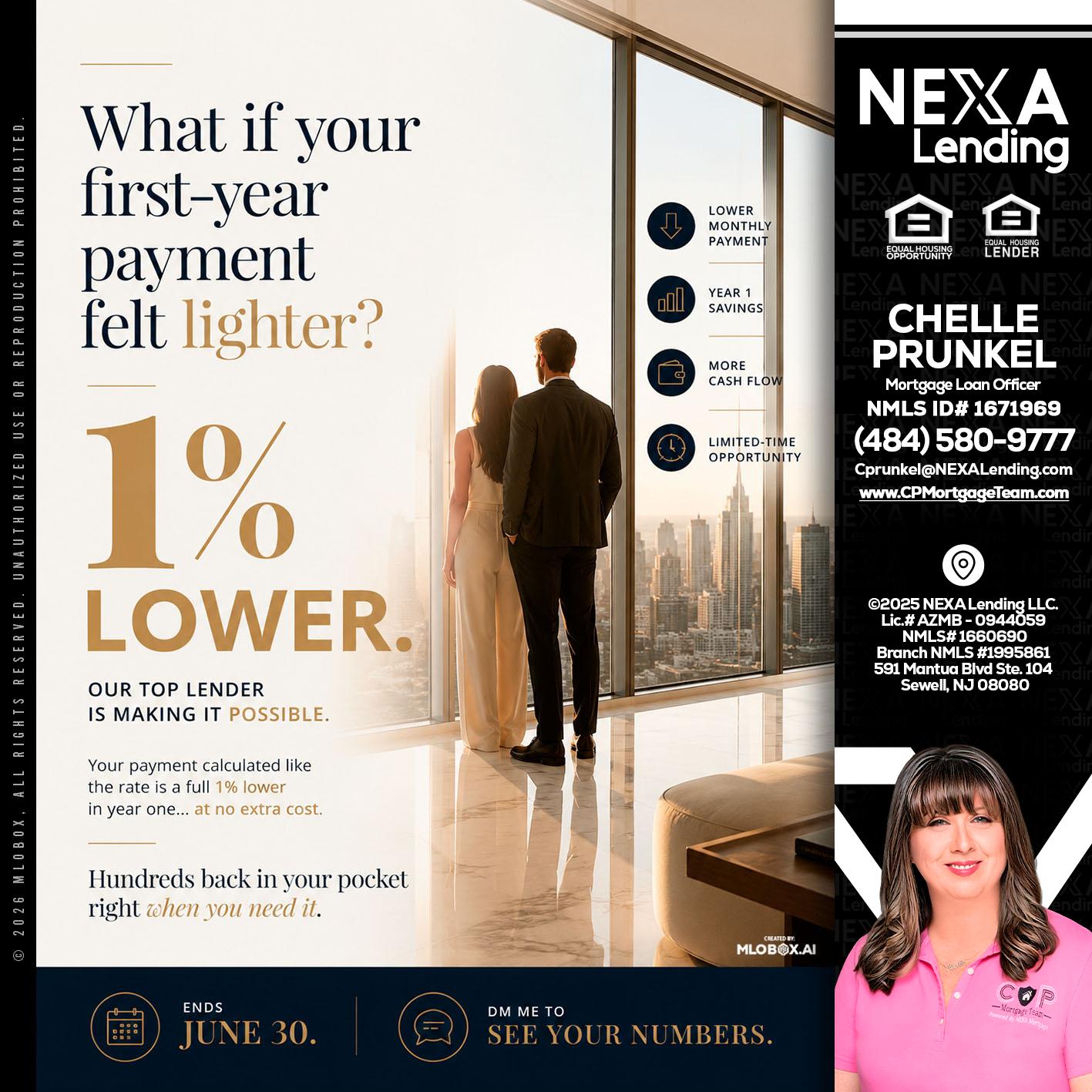 1% lower - Chelle Prunkel -Senior Mortgage Loan Officer