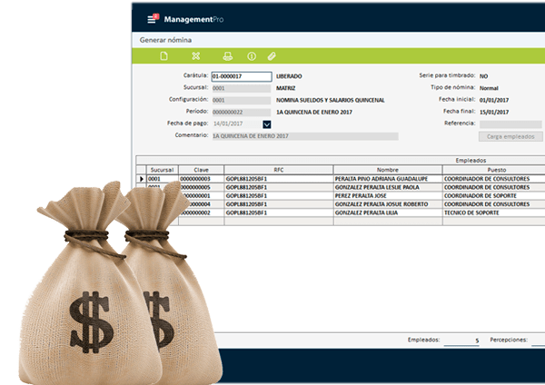 Módulo de Nómina y Recursos Humanos del Sistema ERP ManagementPro