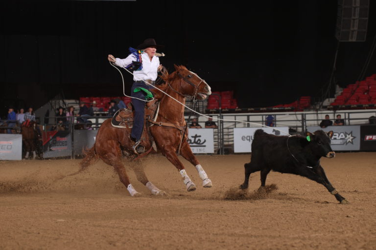 Linsay Sumpter breakaway roping at the Women's World Championship Rodeo.
