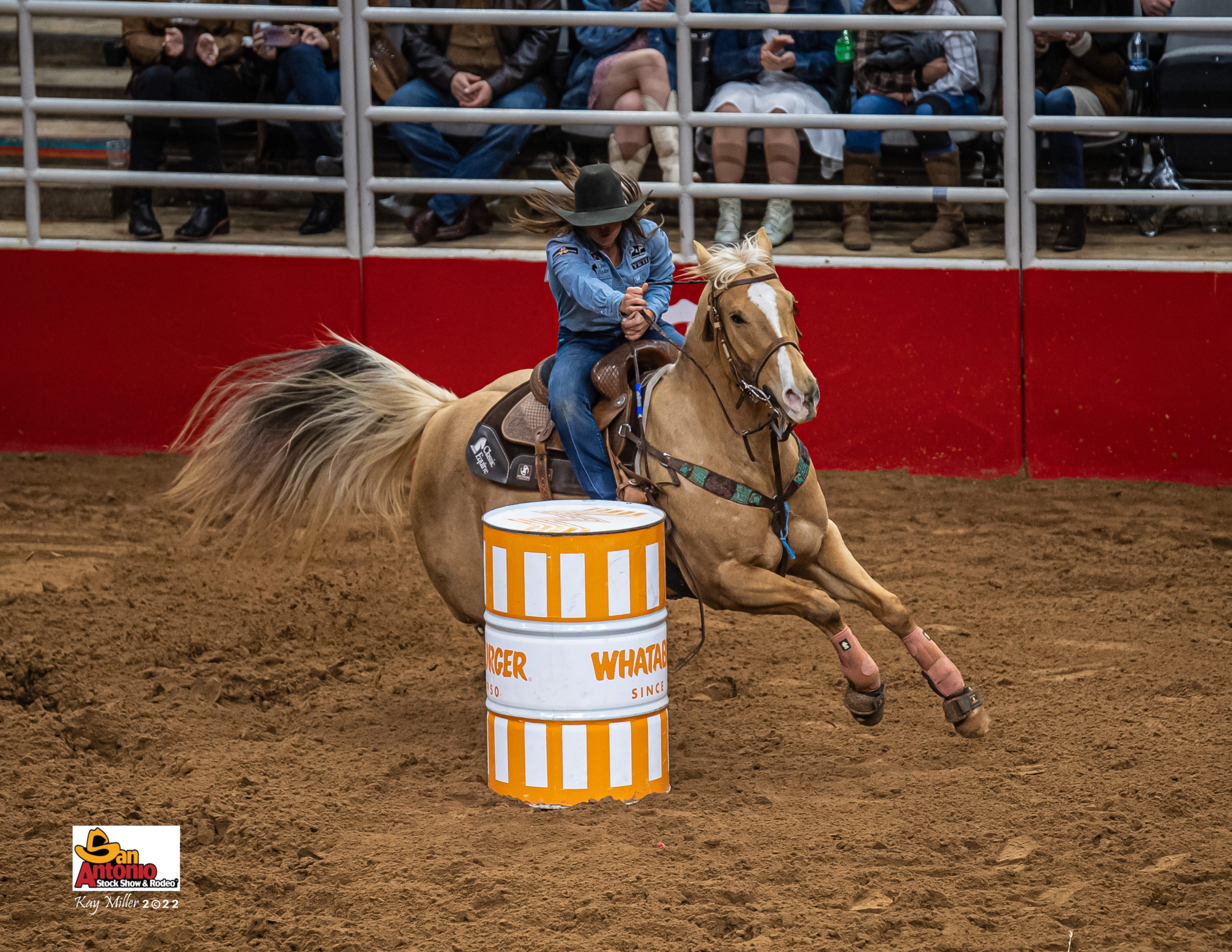 Hailey Kinsel and Sister barrel racing at 2022 San Antonio Stock Show & Rodeo.