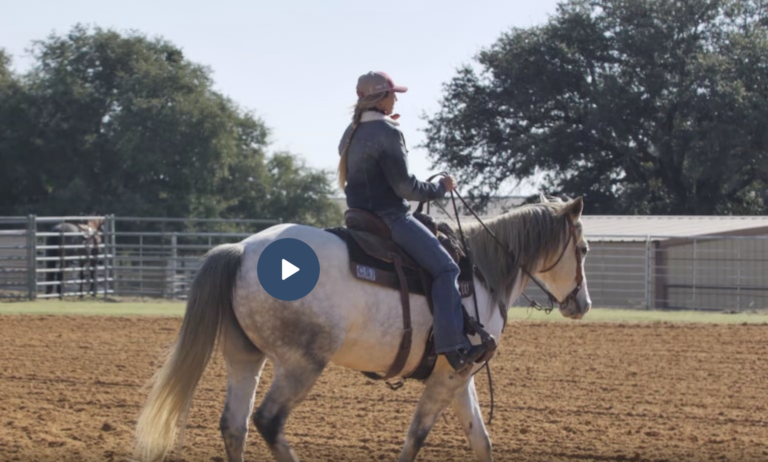 Cheyenne Wimberley demonstrates a first barrel approach in barrel racing
