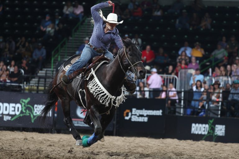 Kindyl Scruggs barrel racing at Corpus Christi