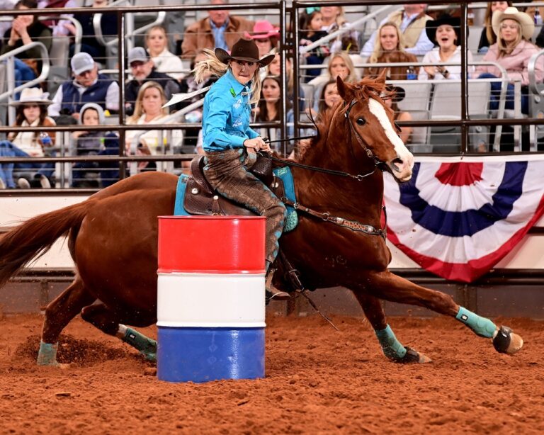 Sissy Winn barrel racing at the Fort Worth Stock Show & Rodeo.